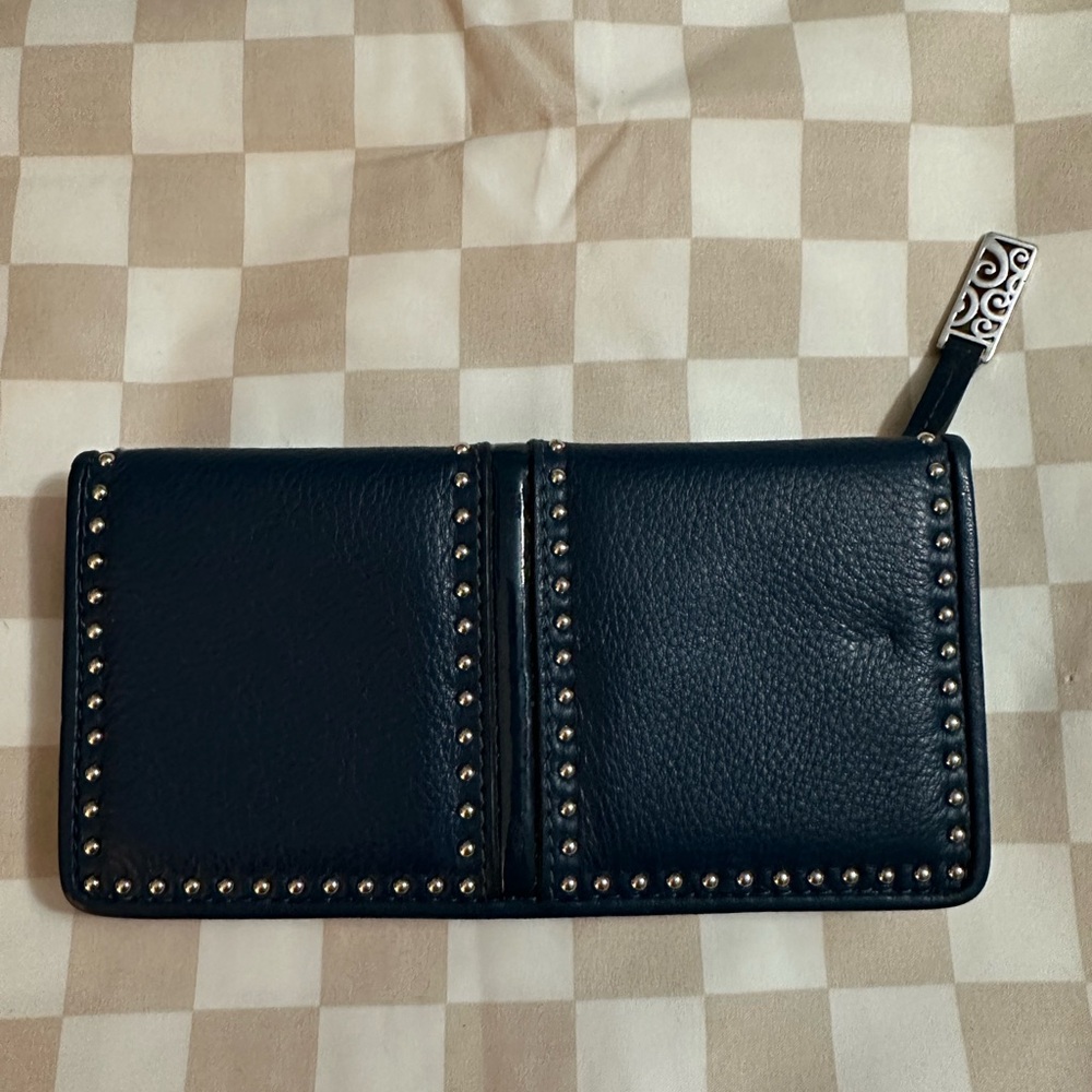 EUC Brighton Pretty Tough Long Studded Leather Wallet in Teal